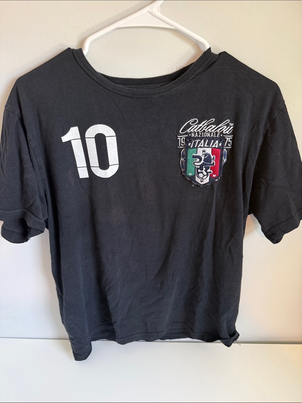 ITALIA NAZIONALE Black Short Sleeve Tee with White '10' and Italy Crest